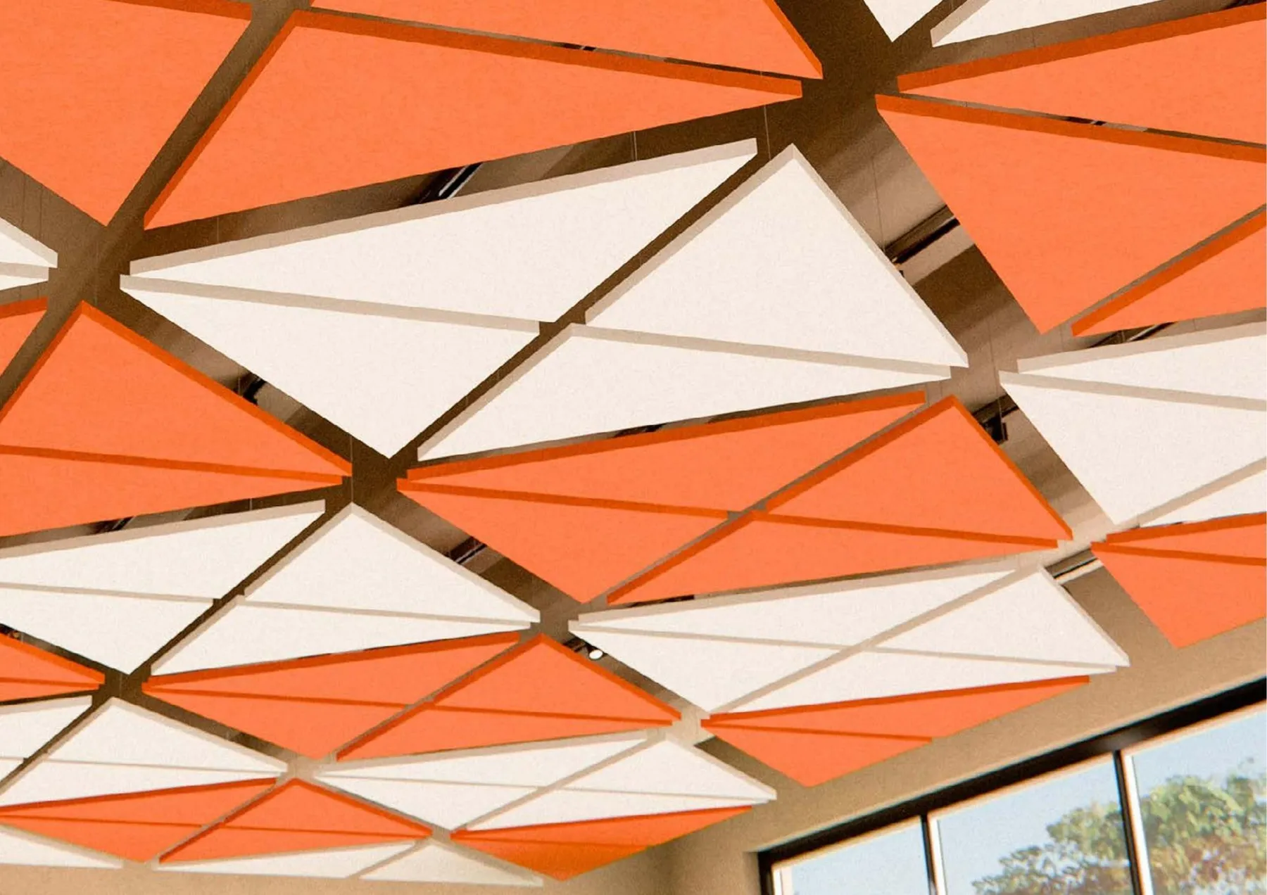 Islas triangulares de PET suspendidas